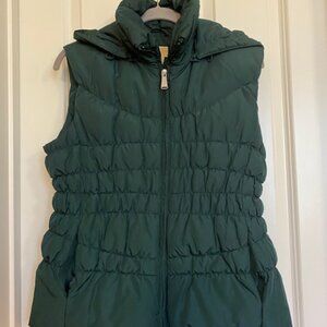 Michael Kors Puffer Vest Hooded Dark Emerald Size M